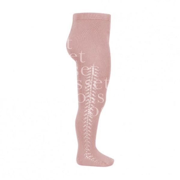 Leotardos Algodón Cálido con Calado Lateral Rosa Palo