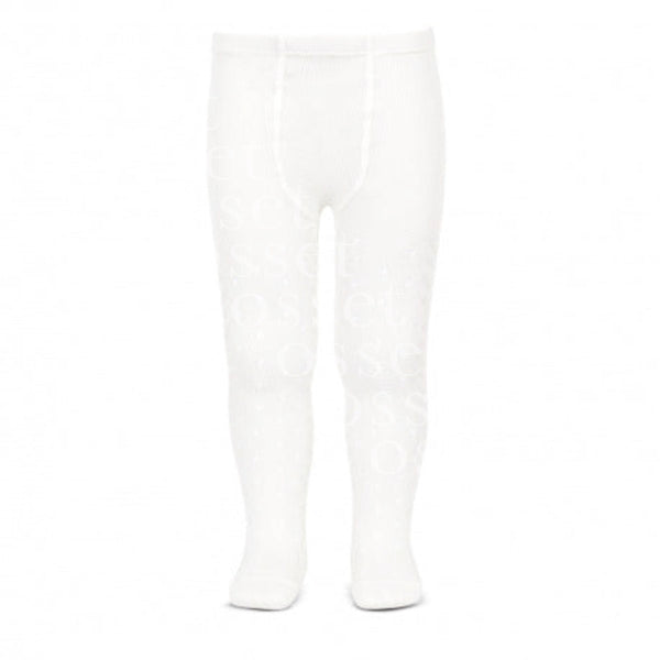 Leotardos Perlé Calados Espiga Lateral Blanco