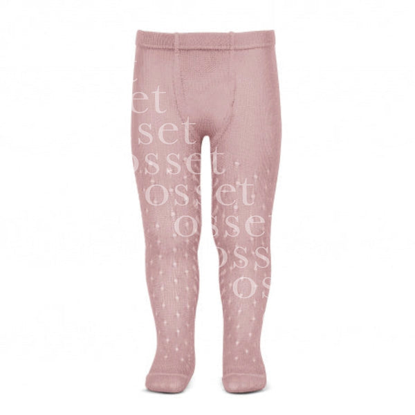 Leotardos Perlé Calados Espiga Lateral Rosa Palo