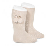Calcetines Altos Algodón Cálido con Borlas Lino