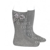 Calcetines Altos Algodón con Lazo Grogén Lateral Gris